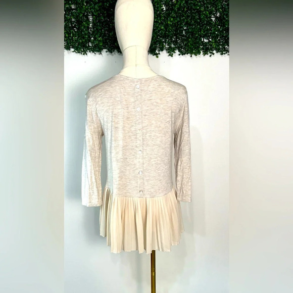 Anthropologie Pebble and Stone Oatmeal Button Back Chiffon Blouse Tunic Size S - Picture 7 of 11
